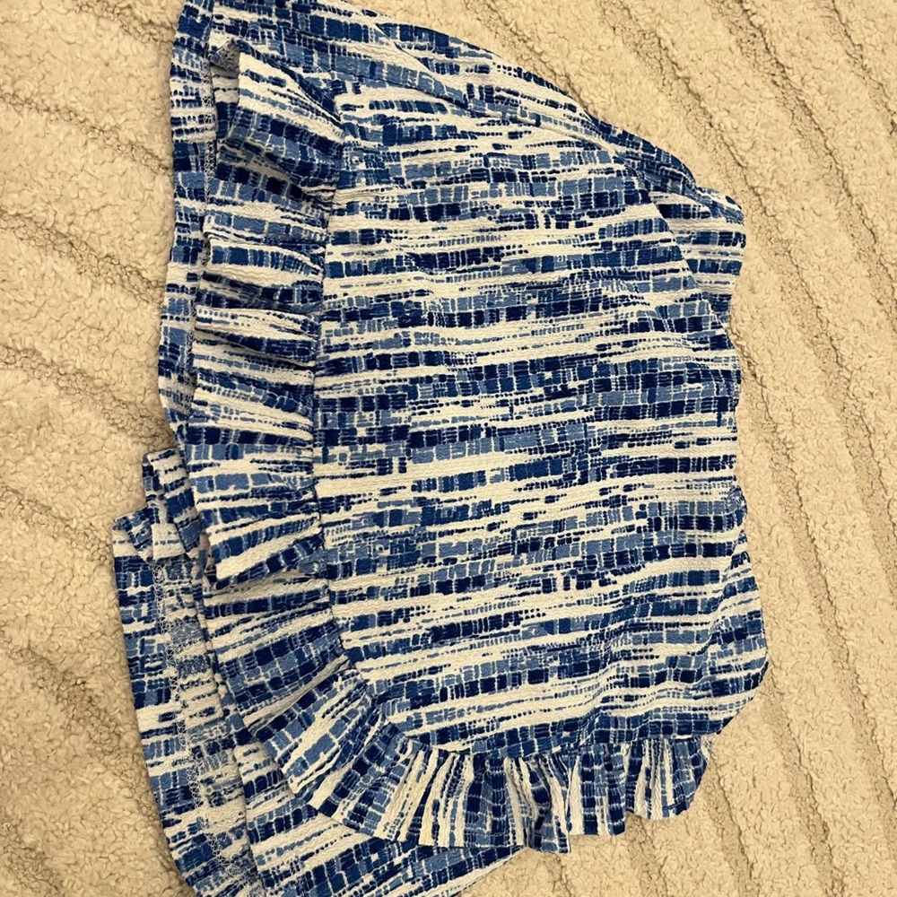 Zara Blue and White Patterned Skort